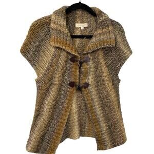 Lineamaglia Cap Sleeve Cardigan Sweater Women Medium Horn Button Wool Italy